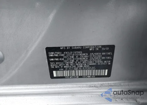 2020 Subaru Crosstrek Limited z USA, uszkodzony, nr VIN JF2GTAMC8L8208585